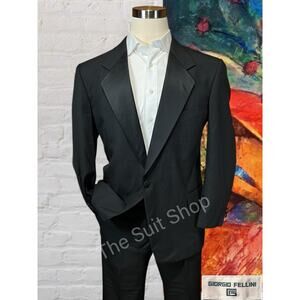 Giorgio Fellini Mens 46R 38x31 Black Tuxedo 2-Piece Set Tux Black Tie